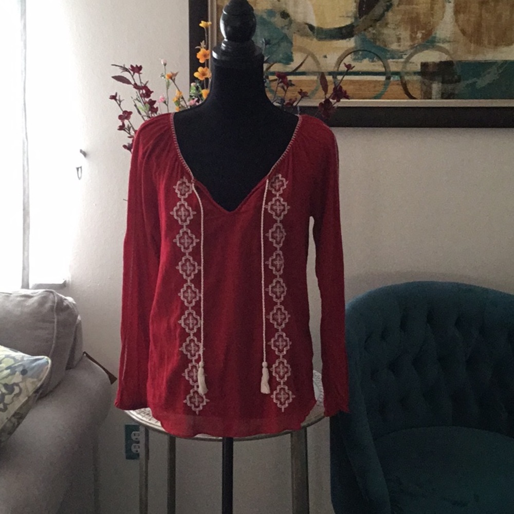 Cute red peasant top